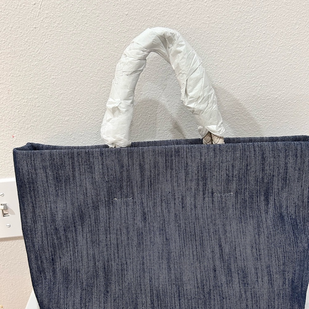 FALOR  Made in Italy Denim Shopper Tote with Leather Handle Hand Made